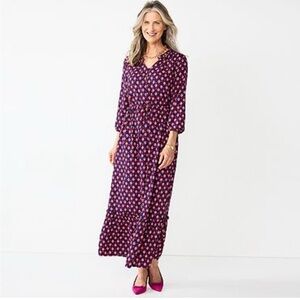 Croft & Barrow Plus 2X Geometric Print Maxi Dress NWT Rayon